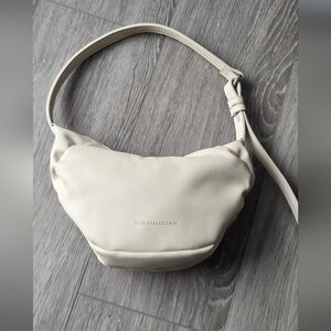BCBG MaxAzria Nude Cream Mini Shoulder Bag Silver Hardware Date Night Purse